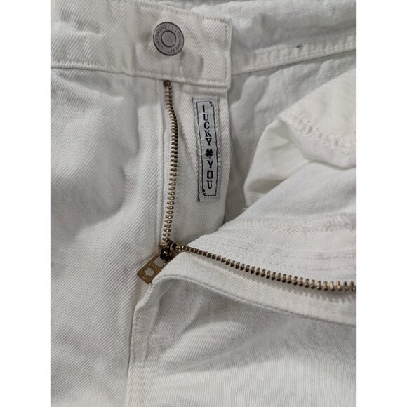 Lucky Brand Jeans Womens Size 12 White Distressed Raw Hem Sienna Silm Boyfriend - Picture 15 of 16